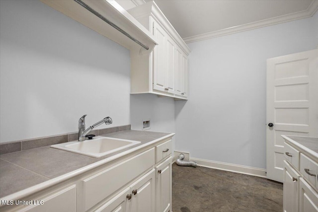 104 Glenwild Trl, Canton, MS 39046 - washroom with crown molding, cabinet space, and hookup for a washing machine