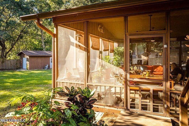 view of patio / terrace with a sunroom