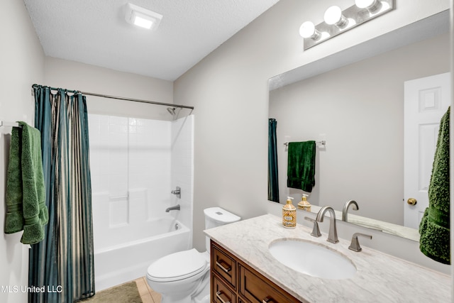 20 Lakeview Dr, Ocean Springs, MS 39564 - full bathroom featuring vanity, shower / tub combo, tile patterned floors, and a textured ceiling