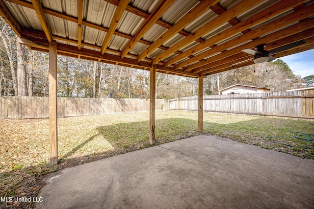 view of patio / terrace featuring ceiling fan