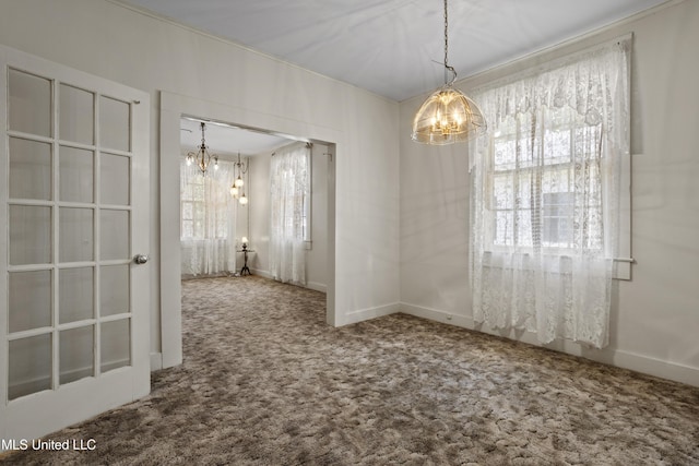 2900 7th Ave, Gulfport, MS 39501 - unfurnished room with a chandelier, carpet floors, and healthy amount of natural light