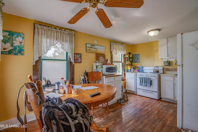 3508 11th St, Gulfport, MS 39501 - dining space with hardwood / wood-style floors, a ceiling fan, and electric panel