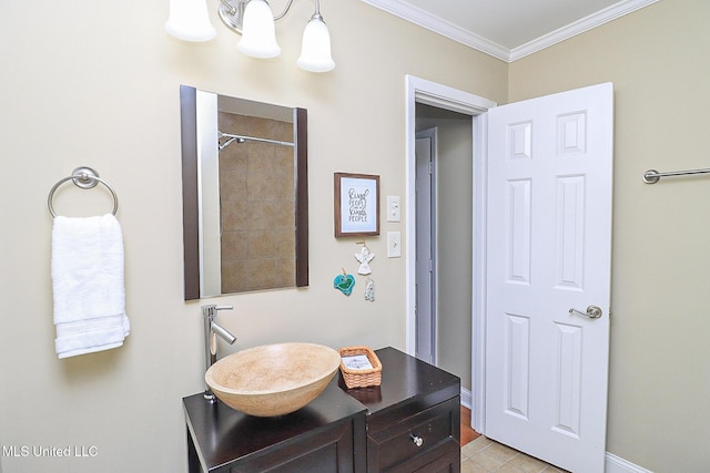 65 Breakers Ln, Ridgeland, MS 39157 - bathroom with ornamental molding, vanity, baseboards, and tile patterned floors