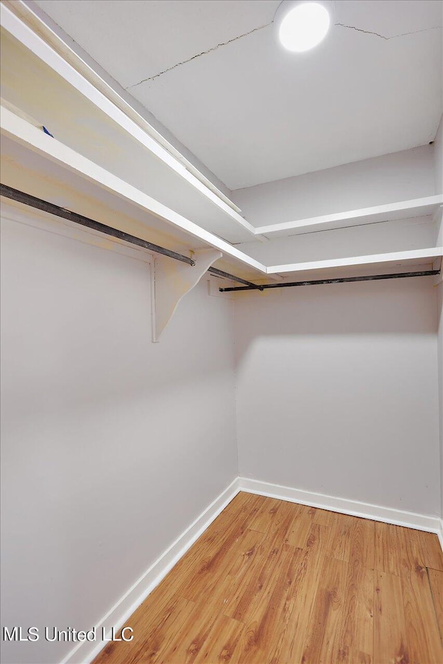 spacious closet featuring hardwood / wood-style flooring