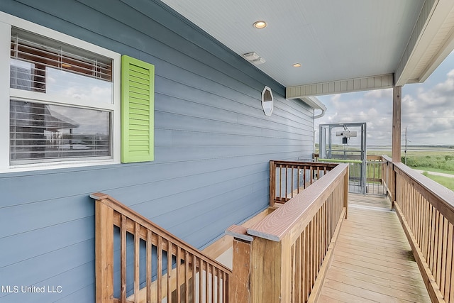 wooden balcony with a wooden deck