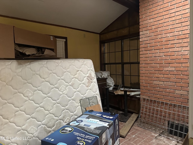 25 Oak Creek Pl, Jackson, MS 39211 - interior space featuring brick floors and vaulted ceiling