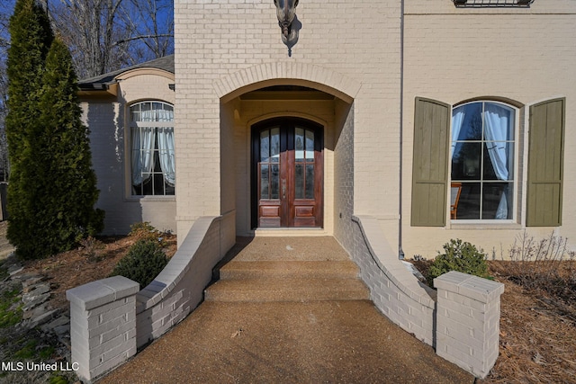 view of exterior entry with french doors