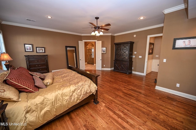 4111 Sir Thopas Dr, Southaven, MS 38654 - bedroom with ornamental molding, hardwood / wood-style floors, and ceiling fan
