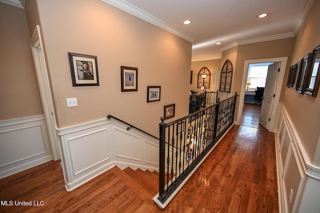 4111 Sir Thopas Dr, Southaven, MS 38654 - hallway with crown molding and dark wood-type flooring