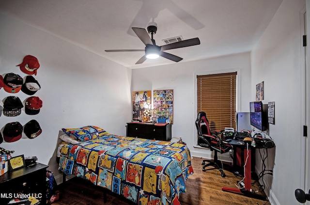 215 Moss Valley Dr, Brandon, MS 39042 - bedroom with wood finished floors and ceiling fan
