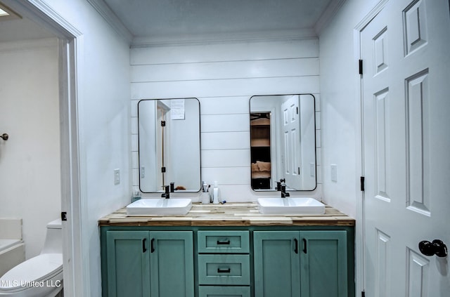 215 Moss Valley Dr, Brandon, MS 39042 - bathroom with double vanity and ornamental molding