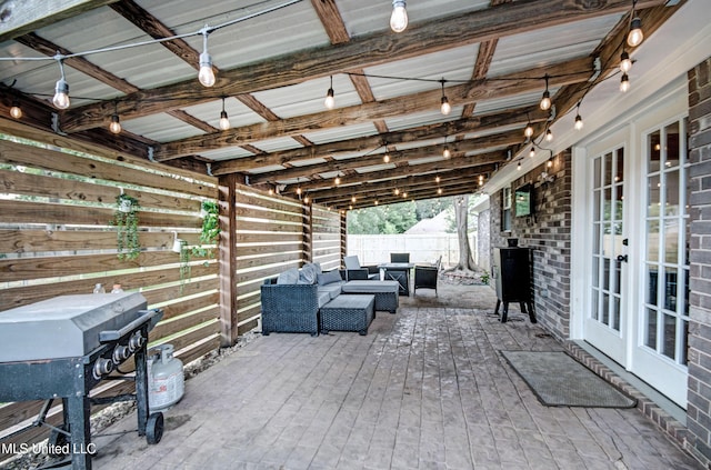 215 Moss Valley Dr, Brandon, MS 39042 - view of patio featuring french doors and outdoor lounge area