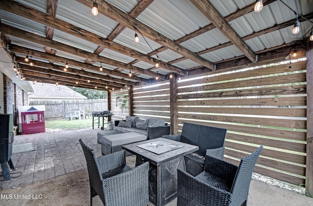 215 Moss Valley Dr, Brandon, MS 39042 - fenced backyard with a patio, an outdoor living space, and grilling area