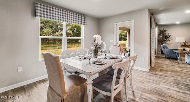 dining area featuring wood-type flooring