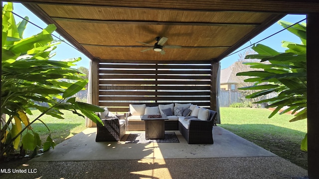 view of patio / terrace with an outdoor hangout area and ceiling fan