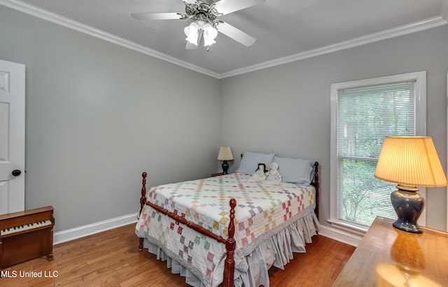 209 Lake Terrace Pl, Brandon, MS 39047 - bedroom featuring crown molding, wood finished floors, and a ceiling fan