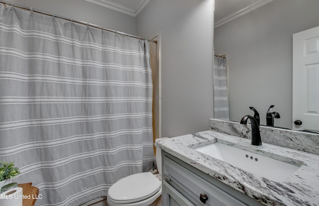 209 Lake Terrace Pl, Brandon, MS 39047 - bathroom featuring vanity, crown molding, and curtained shower