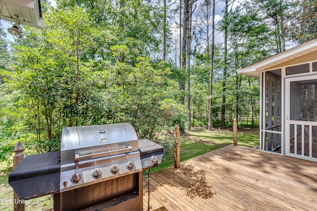 209 Lake Terrace Pl, Brandon, MS 39047 - deck with grilling area and a sunroom