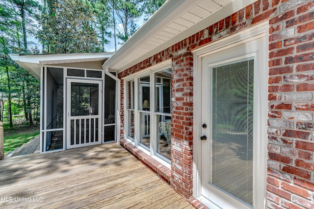 209 Lake Terrace Pl, Brandon, MS 39047 - wooden deck featuring a sunroom