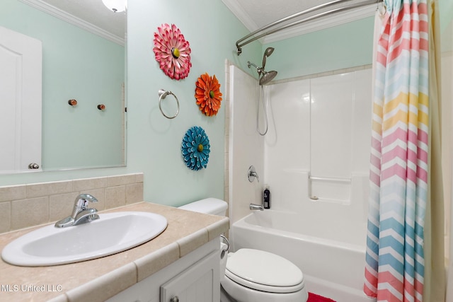 208 E Orchard Loop Unit 208, Diberville, MS 39540 - bathroom with ornamental molding, shower / tub combo with curtain, vanity, and tasteful backsplash