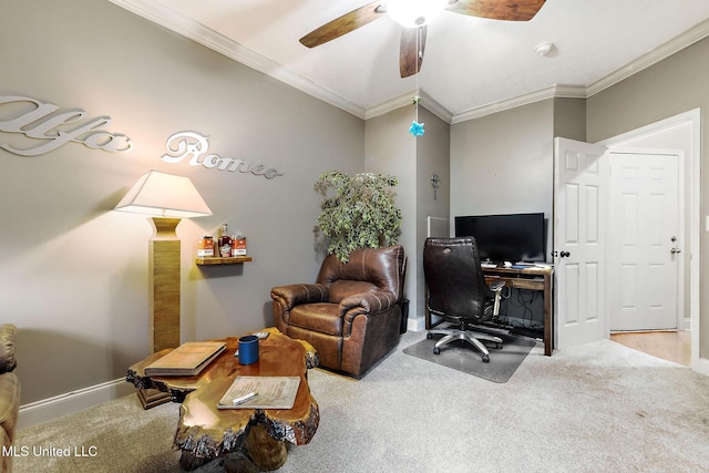 208 E Orchard Loop Unit 208, Diberville, MS 39540 - carpeted office with ceiling fan and crown molding