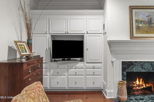 169 Pine Hill Dr, Brandon, MS 39047 - detailed view of a high end fireplace, wood finished floors, and ornamental molding