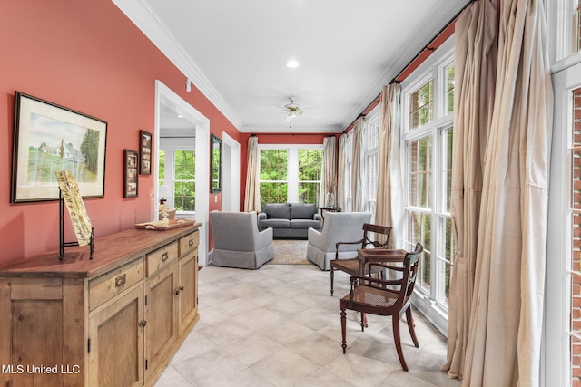 169 Pine Hill Dr, Brandon, MS 39047 - sunroom with ornamental molding, healthy amount of natural light, french doors, and recessed lighting