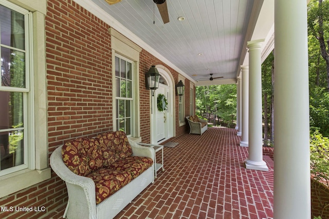 169 Pine Hill Dr, Brandon, MS 39047 - porch featuring a ceiling fan