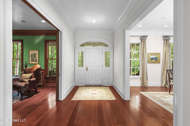 169 Pine Hill Dr, Brandon, MS 39047 - foyer entrance featuring dark wood finished floors, plenty of natural light, and crown molding