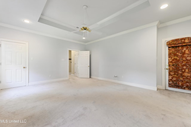 426 Carmargue Ln, Biloxi, MS 39531 - spare room with ornamental molding, light colored carpet, ceiling fan, recessed lighting, and baseboards