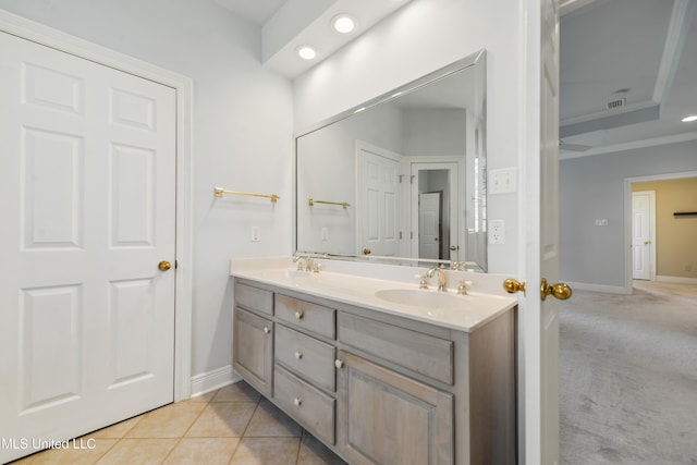 426 Carmargue Ln, Biloxi, MS 39531 - full bath featuring double vanity, baseboards, recessed lighting, and tile patterned floors