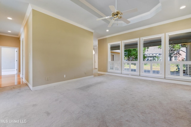 426 Carmargue Ln, Biloxi, MS 39531 - unfurnished room featuring ornamental molding, carpet flooring, a ceiling fan, baseboards, and recessed lighting