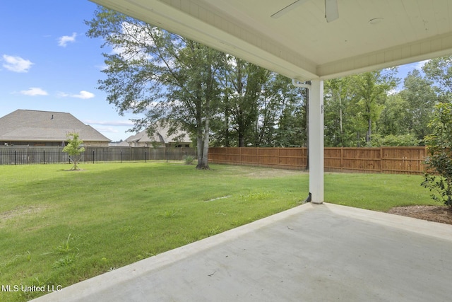 119 Paylors Way, Madison, MS 39110 - fenced backyard with a ceiling fan and a patio