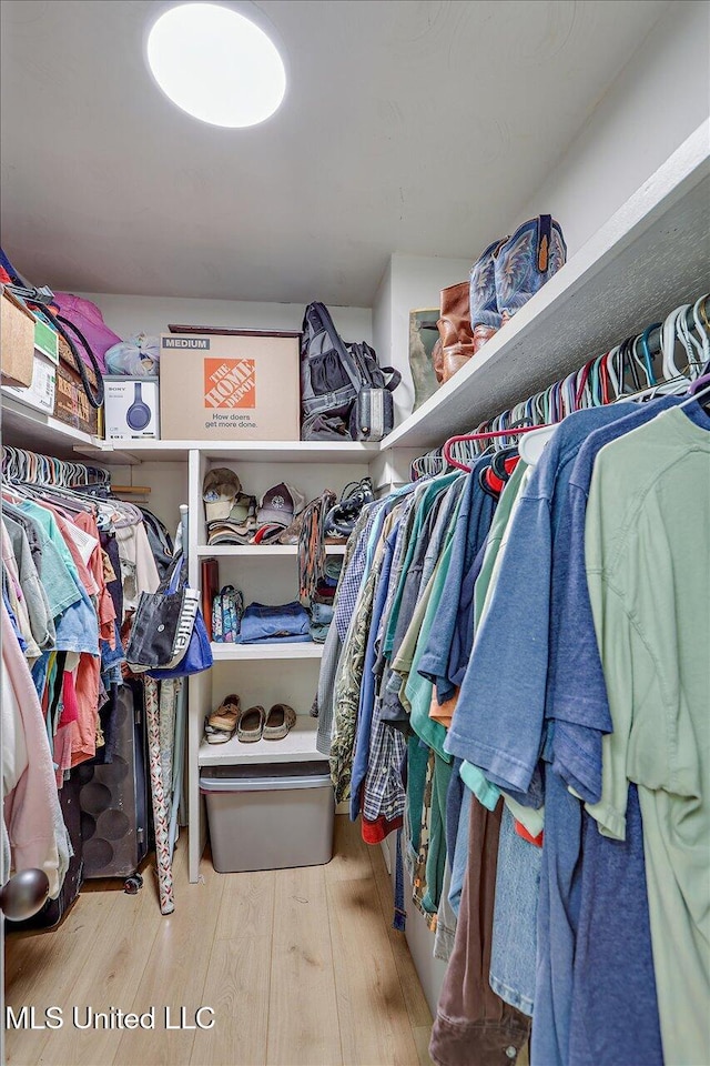 walk in closet featuring hardwood / wood-style flooring