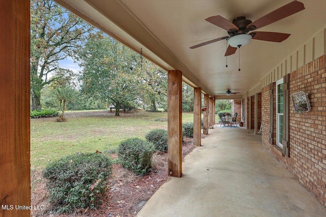 view of patio with ceiling fan