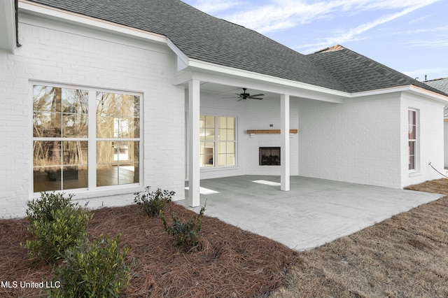 view of patio / terrace featuring ceiling fan