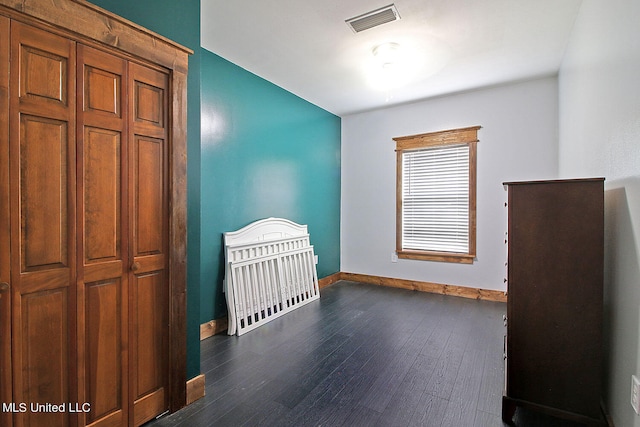 interior space with dark wood-type flooring