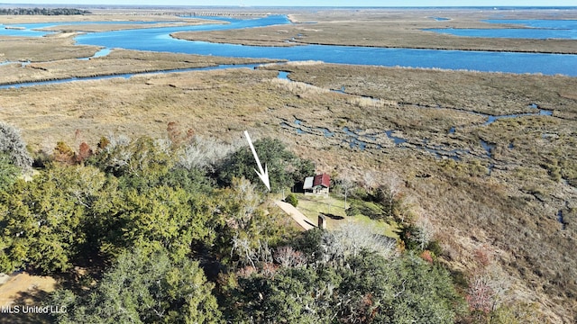 bird's eye view featuring a water view