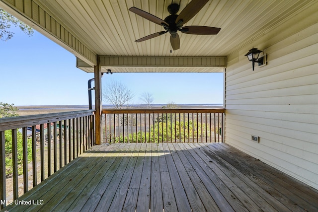 wooden terrace with ceiling fan