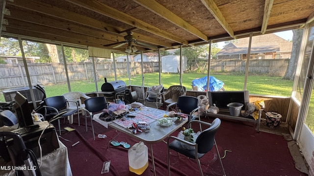 211 Boyd St, Ridgeland, MS 39157 - sunroom featuring a ceiling fan and outdoor dining space