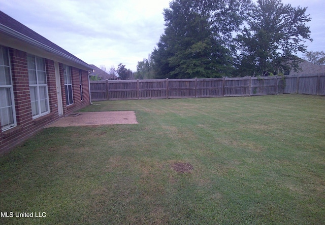 view of yard with a patio area