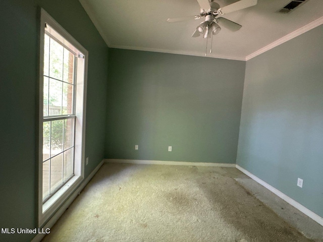 104 Warrior Ln, Clinton, MS 39056 - spare room featuring healthy amount of natural light, light colored carpet, baseboards, and ornamental molding