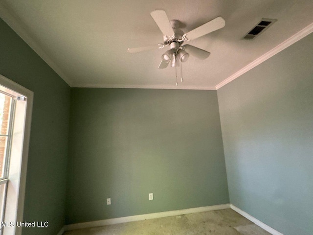 104 Warrior Ln, Clinton, MS 39056 - empty room with baseboards, carpet floors, a ceiling fan, and crown molding