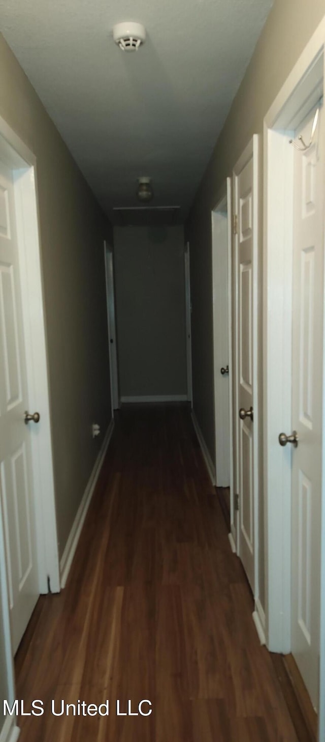 hall with dark hardwood / wood-style floors