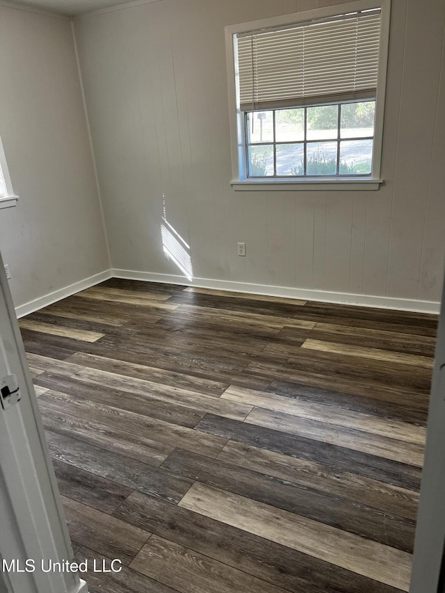 spare room featuring dark wood-type flooring