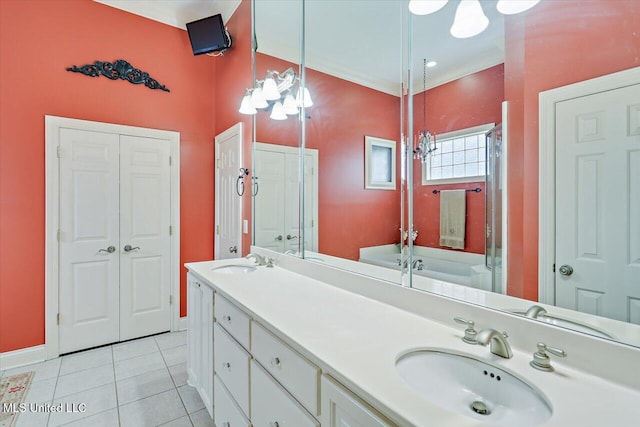 611 Berridge Dr, Ridgeland, MS 39157 - full bathroom with tile patterned floors, double vanity, a closet, and baseboards