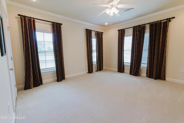 104 Overbrook Hl, Ridgeland, MS 39157 - unfurnished room featuring crown molding, ceiling fan, light carpet, and recessed lighting