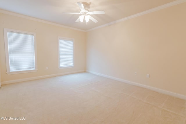 104 Overbrook Hl, Ridgeland, MS 39157 - spare room featuring ornamental molding, light carpet, and a ceiling fan
