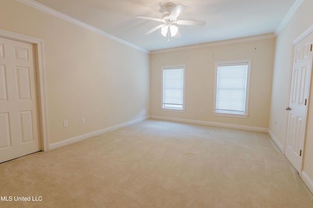 104 Overbrook Hl, Ridgeland, MS 39157 - unfurnished bedroom featuring ornamental molding, light colored carpet, and a ceiling fan