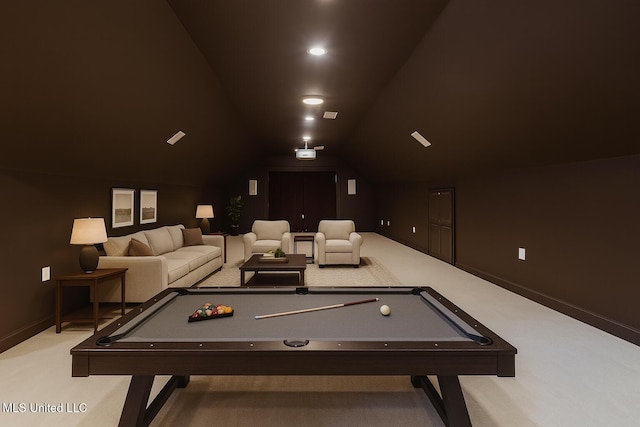 104 Overbrook Hl, Ridgeland, MS 39157 - game room featuring lofted ceiling, carpet flooring, and pool table